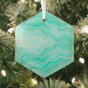 Aqua Blue Sea Waves Minimalistischer Suncatcher Ornament Aus Glas