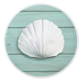 Aqua Blue Seashell Imitats Muschel Drawer Knopf Keramikknauf (Vorderseite)