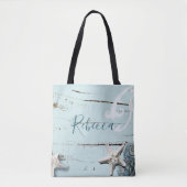 Aqua Blue Seashell Seesterne Beach Bridesmaid Tasche (Vorderseite)