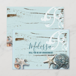 Aqua Blue Seashell wirst du meine Brautjungfrau se Einladung