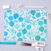 Aqua Blue Seashells and Coral Pattern Gift Seidenpapier (Handwerk)