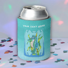 Aqua Blue Seepferd Kreation Verzierte Rahmen Blase Dosenkühler