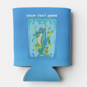 Aqua Blue Seepferd Kreation Verzierte Rahmen Blase Dosenkühler (Rückseite)