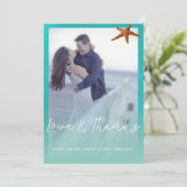 Aqua Blue Seesterne Beach Hochzeit danke Foto (Stehend Vorderseite)