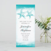 Aqua-Blue-Seesterne-Hochzeitsprogramme Programm (Stehend Vorderseite)