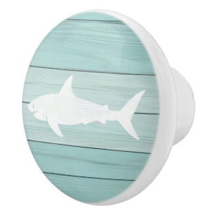 Aqua Blue Shark Imitats Holzklammer Keramikknauf