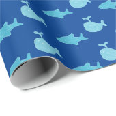 Aqua Blue Sharks and Whales Boy's Birthday Wrap Geschenkpapier (Rolleneckpunkt)