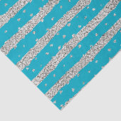 Aqua Blue Silver Funkelnd Confetti Streifen Seidenpapier (Detail)