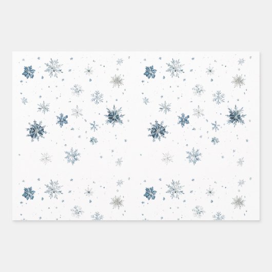 Aqua Blue Silver White Christmas Snowflakes Geschenkpapier Set (Vorderseite 2)