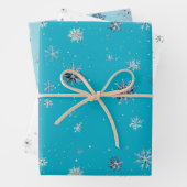 Aqua Blue Silver White Christmas Snowflakes Geschenkpapier Set (Beispiel)