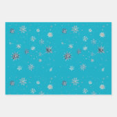 Aqua Blue Silver White Christmas Snowflakes Geschenkpapier Set (Vorderseite)