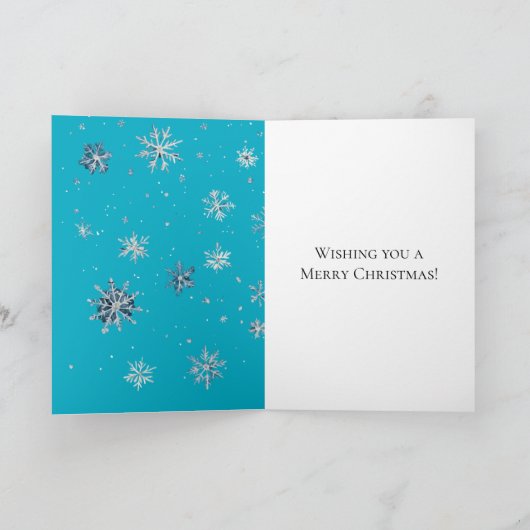 Aqua Blue Silver White Christmas Snowflakes Karte (Innenseite)