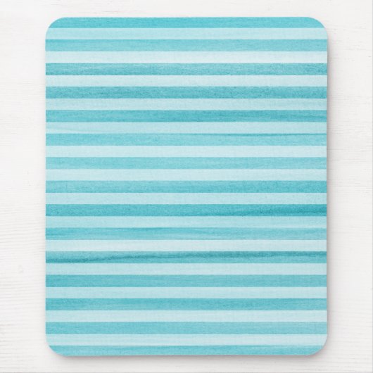 Aqua Blue Soft Streifen Wasserfarbmuster Mousepad (Vorne)