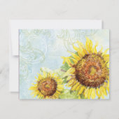 Aqua Blue Sonnenblume Blumenwirl Moderne Hochzeit RSVP Karte (Rückseite)