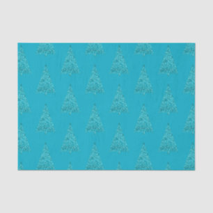 Aqua Blue Sparkle Christmas Tree Seidenpapier