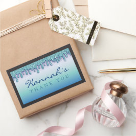 Aqua Blue Sparkle Drippy Tropfen Baby Shocker Rechteckiger Aufkleber