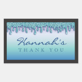 Aqua Blue Sparkle Drippy Tropfen Baby Shocker Rechteckiger Aufkleber (Vorderseite)