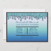 Aqua Blue Sparkle Drippy Tropfen Wedding Party