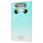 Aqua Blue Sparkle Gold Makeup Eyes Lashes Modern Klemmbrett (Links)