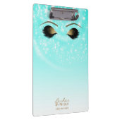 Aqua Blue Sparkle Gold Makeup Eyes Lashes Modern Klemmbrett (Rechts)