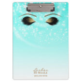 Aqua Blue Sparkle Gold Makeup Eyes Lashes Modern Klemmbrett (Vorderseite)
