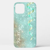 Aqua Blue Sparkle Ribbon Glam Case-Mate iPhone Hülle (Rückseite)