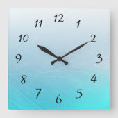 Aqua Blue Square Clock Quadratische Wanduhr (Vorderseite)