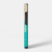 Aqua Blue Star Sparkle Silver Glitzer Tropfen iPhone Hülle (Linke Seite)