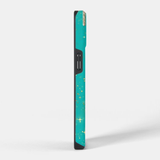 Aqua Blue Star Sparkle Silver Glitzer Tropfen iPhone Hülle (Rechte Seite)