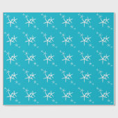 Aqua Blue Starfish Geschenkpapier Rolle (Flach)