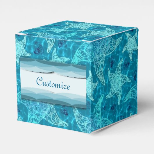 Aqua Blue Starfish Muster Cube Fevor Box Geschenkschachtel (Vorderseite)