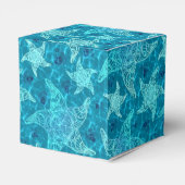 Aqua Blue Starfish Muster Cube Fevor Box Geschenkschachtel (Rückseite)