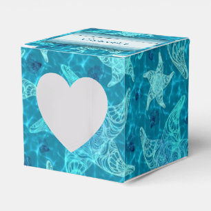 Aqua Blue Starfish Muster Herz-Liebhaber Box Geschenkschachtel