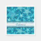 Aqua Blue Starfish Muster Napkins Serviette (Vorderseite)