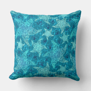 Aqua Blue Starfish Muster Throw Kissen