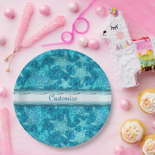 Aqua Blue Starfish Musterpapiere Teller (Party)