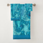 Aqua Blue Starfish Pattern Badhandtuch Set (Insitu)
