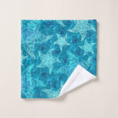 Aqua Blue Starfish Pattern Badhandtuch Set (Waschlappen)