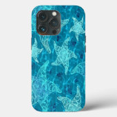 Aqua Blue Starfish Pattern Case-Mate iPhone Hülle (Rückseite)