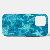 Aqua Blue Starfish Pattern Case-Mate iPhone Hülle (Rückseite (Horizontal))