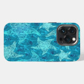 Aqua Blue Starfish Pattern iPhone Hülle (Rückseite (Horizontal))