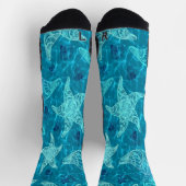 Aqua Blue Starfish Pattern Socken (Oben)