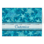 Aqua Blue Starfish Patternkarte (Vorderseite (Horizontal))