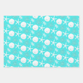 Aqua Blue Starfish Sand Dollar Weihnachten Geschenkpapier Set (Vorderseite)