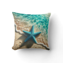 Aqua Blue Starfish Seashell Tropical Beach
