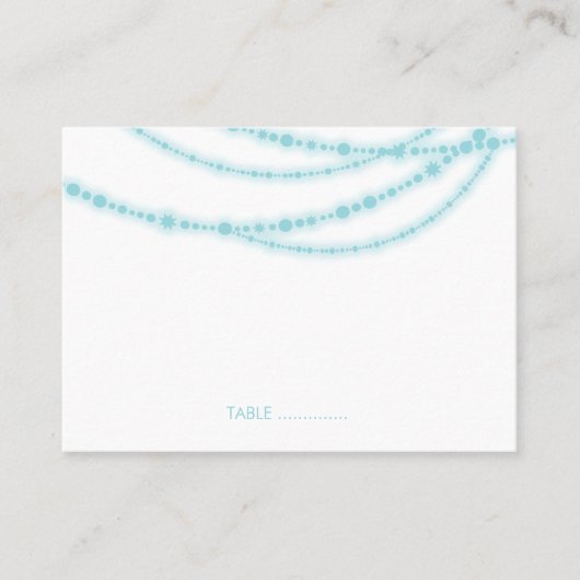 Aqua Blue Stilvolle Funkellichter Hochzeit Platzkarte (Vorderseite)