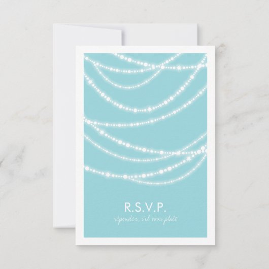 Aqua Blue Stilvolle Funkellichter Hochzeit RSVP Karte (Rückseite)