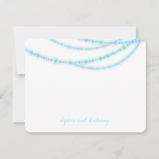 Aqua Blue Stilvolle Sparkling Lights Foto Wedding Dankeskarte (Vorderseite)