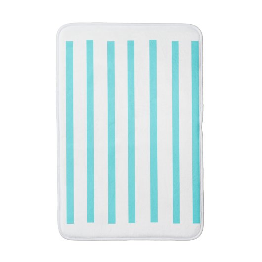 Aqua Blue Striping Bath Mat - Moderne, horizontale Badematte (Vorderseite Vertikal)