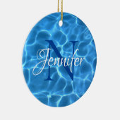 Aqua Blue Swimming Pool Foto Monogram Keramik Ornament (Rechts)
